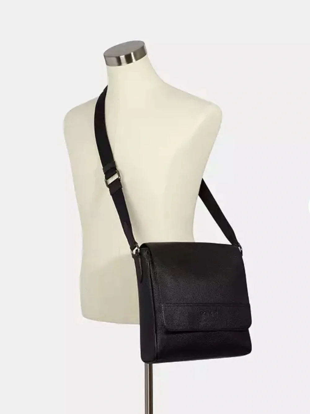 Coach Houston Map Black Leather Crossbody Messenger Bag NWT
